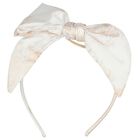 Girls Ivory & Beige Geo Map Headband, 1, hi-res