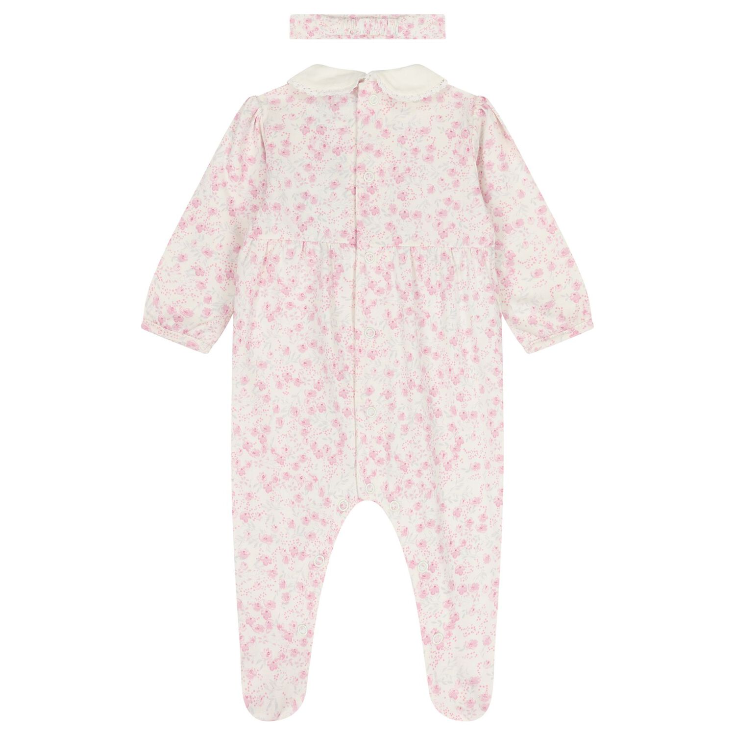 Baby Girls Ivory & Pink Floral Babygrow Set, 1, hi-res image number null