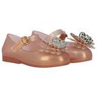 Girls Pink & Gold Butterly Jelly Shoes, 1, hi-res