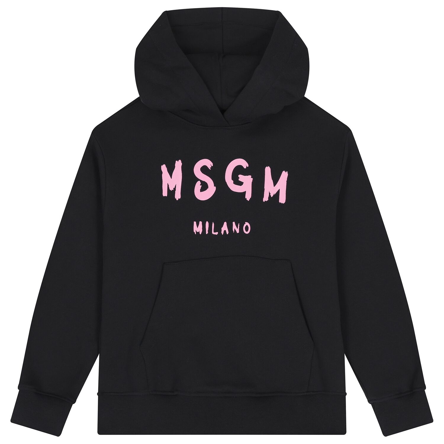 Girls Black Logo Hooded Top, 3, hi-res