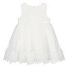Younger Girls White Embroidered Tulle Dress, 1, hi-res