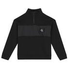 Boys Black Logo Sweatshirt, 1, hi-res