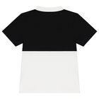 Boys Black & White Logo Polo Shirt, 1, hi-res