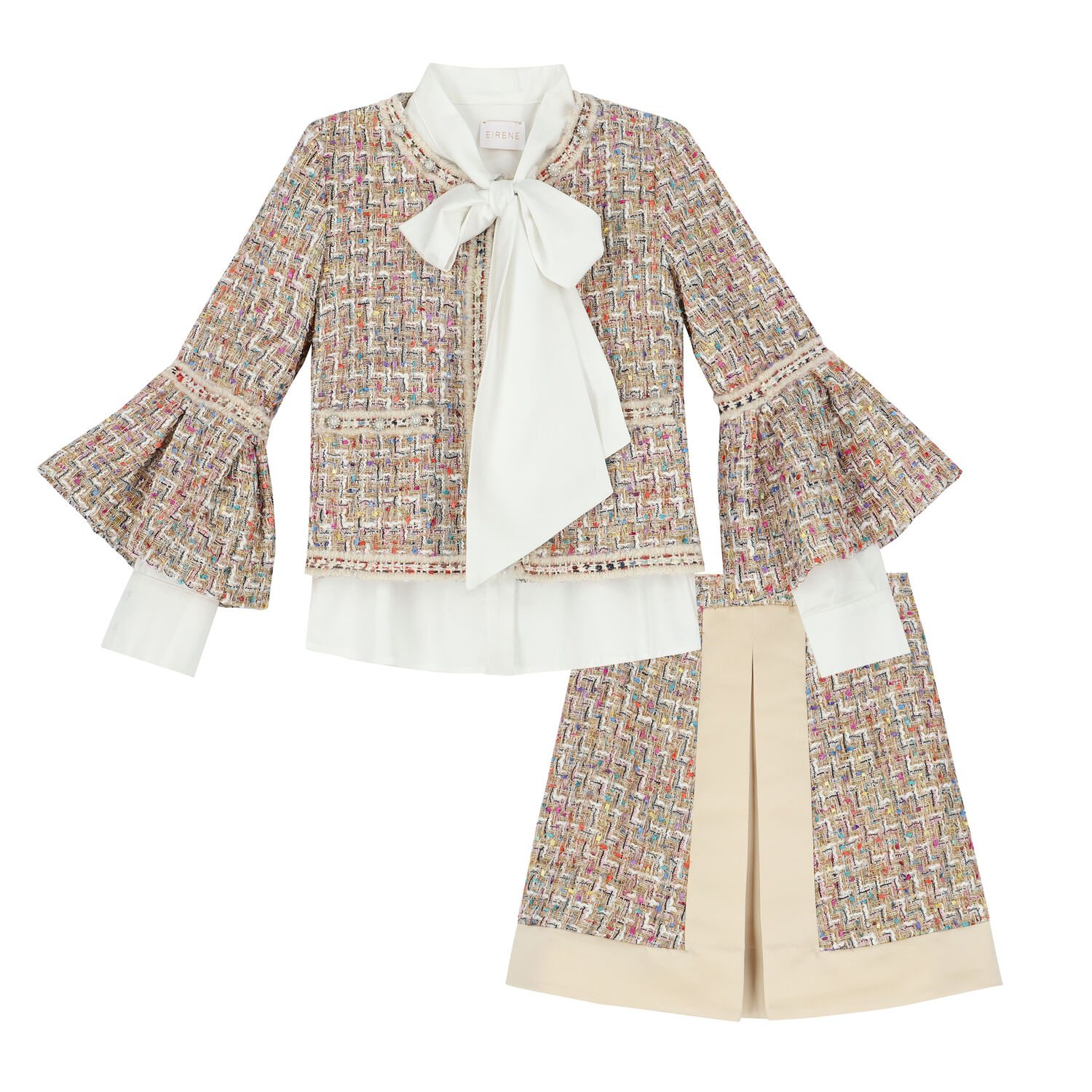 Girls Gold Skirt and Jacket Set, 1, hi-res