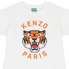 Girls White Tiger Logo Dress, 2, hi-res