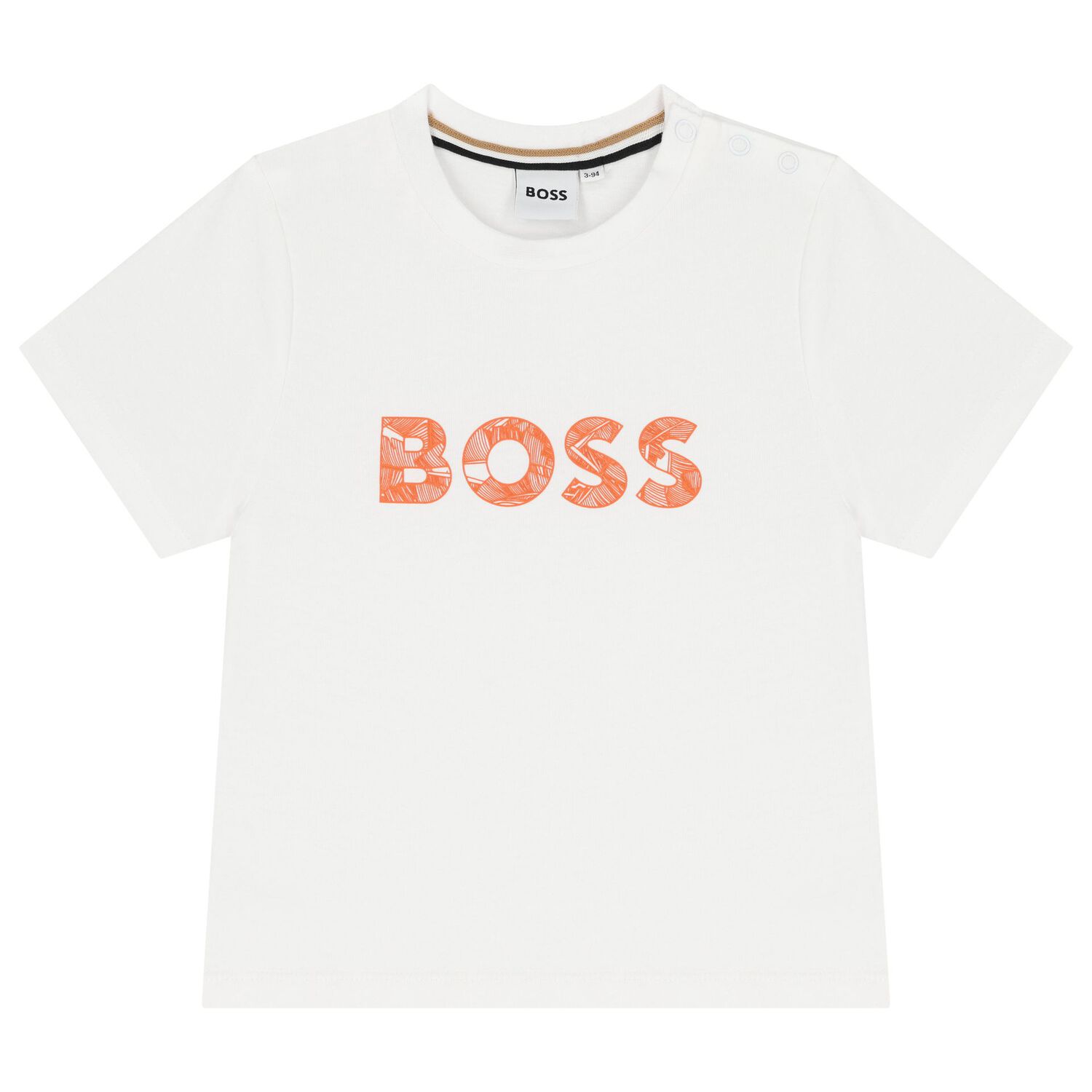 Younger Boys White & Rust Orange Shorts Set, 1, hi-res