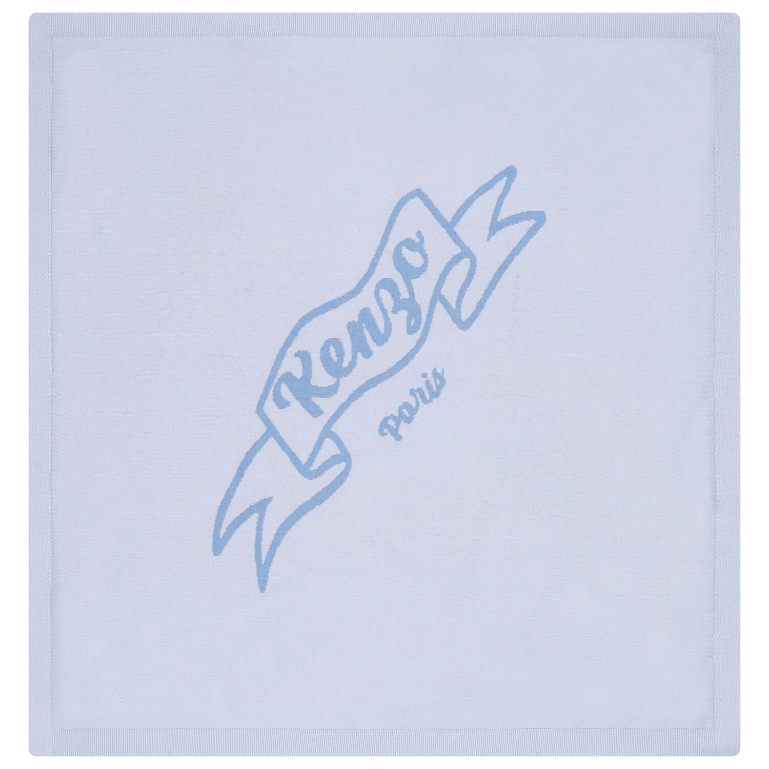 White & Blue Logo Knitted Baby Blanket, 2, hi-res