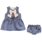 Baby Girls Blue Bow Dress Set, 1, hi-res