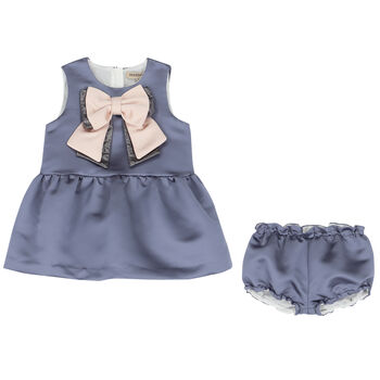 Baby Girls Blue Bow Dress Set