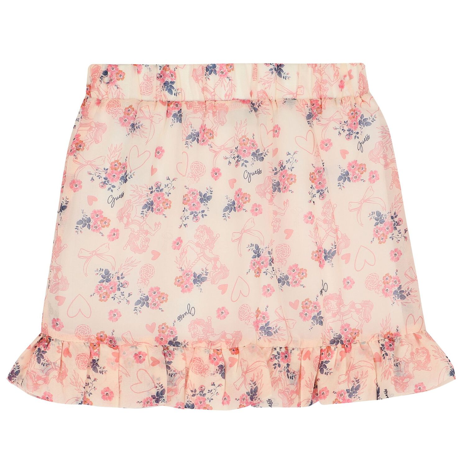 Girls White & Pink Floral Skirt Set, 1, hi-res