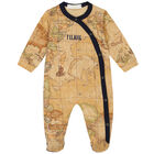 Beige Logo Geo Map Babygrow, 1, hi-res