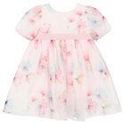 Younger Girls Pink Floral Chiffon Dress, 1, hi-res