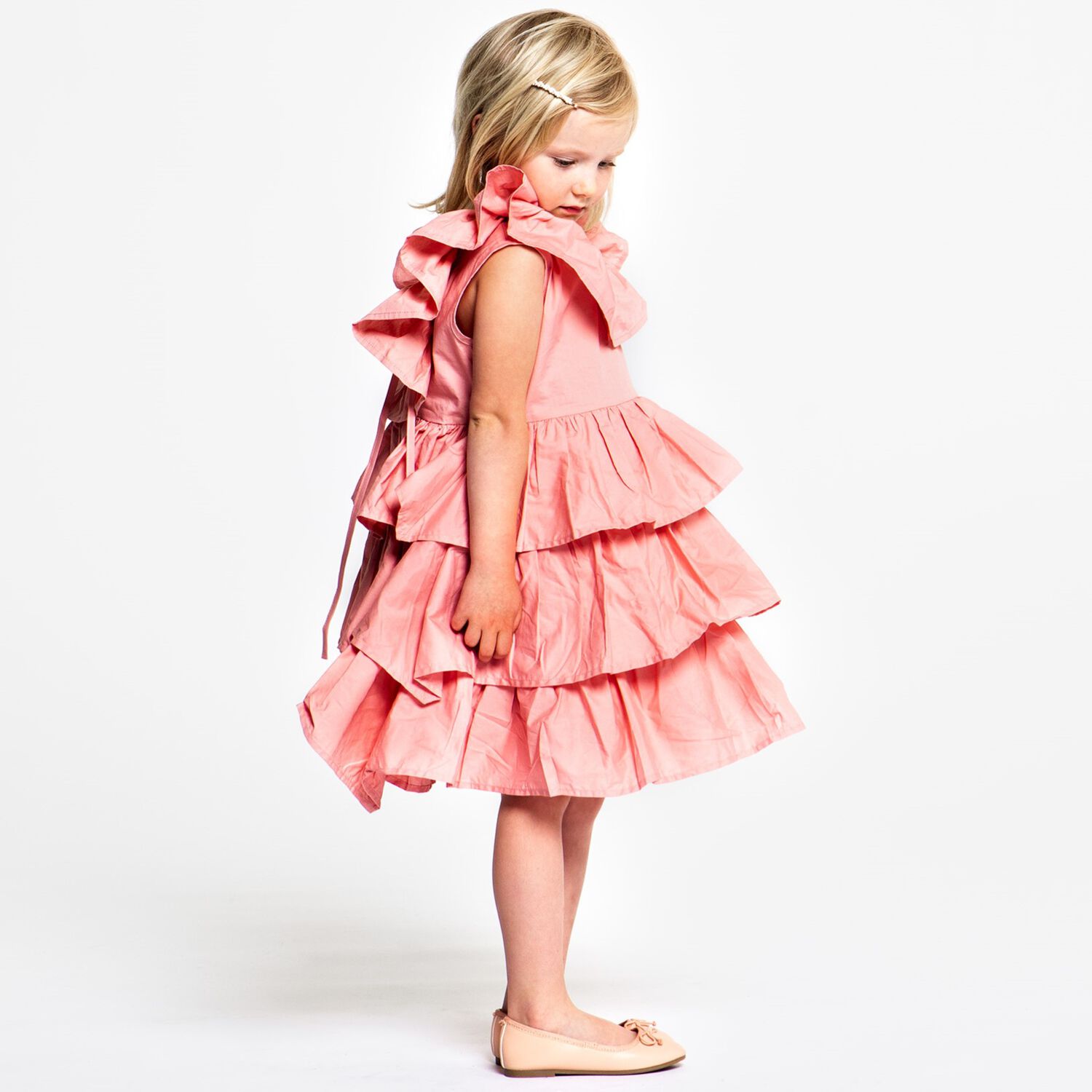 Girls Pink Ruffled Dress, 1, hi-res