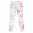 Girls White Floral Logo Leggings, 1, hi-res