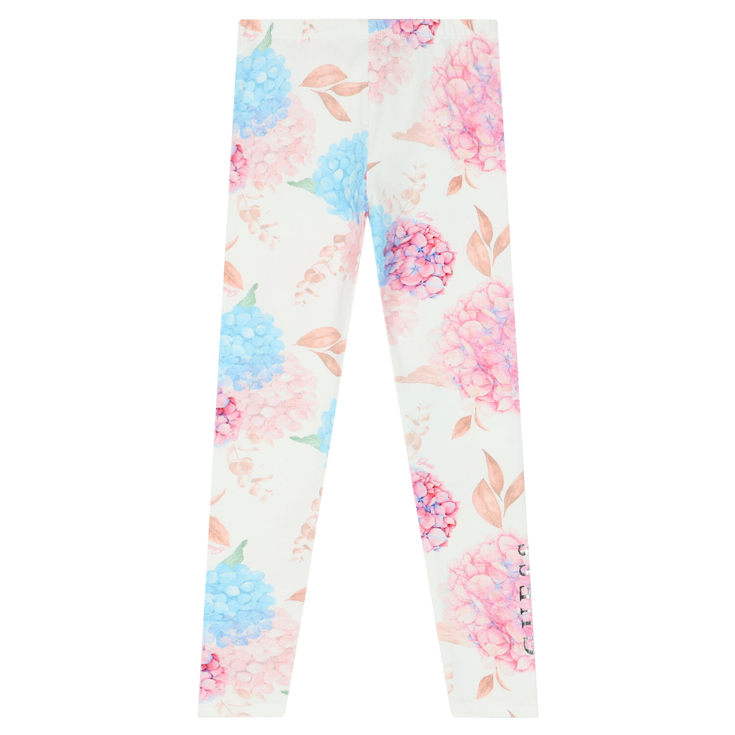 Girls White Floral Logo Leggings, 1, hi-res