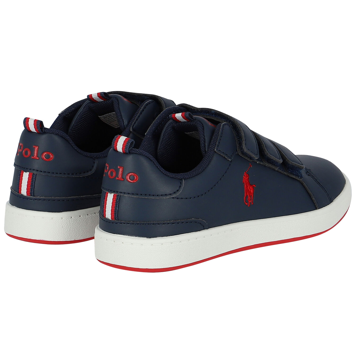 Boys Navy & Red Logo Trainers, 1, hi-res