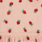 Girls Pink Strawberry Tulle Dress, 1, hi-res