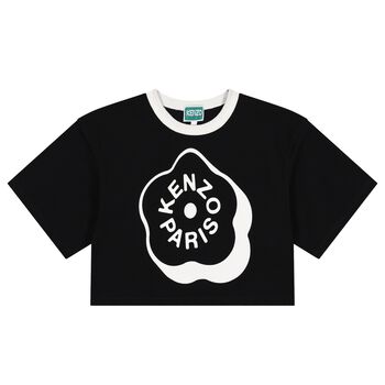 Girls Black Boke Flower Logo T-Shirt
