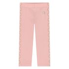 Younger Girls Pink Logo Leggings, 1, hi-res