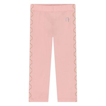 Younger Girls Pink Logo Leggings