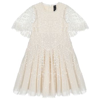 Girls Ivory Sequin & Tulle Dress