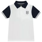 Boys White Logo Polo Shirt, 1, hi-res