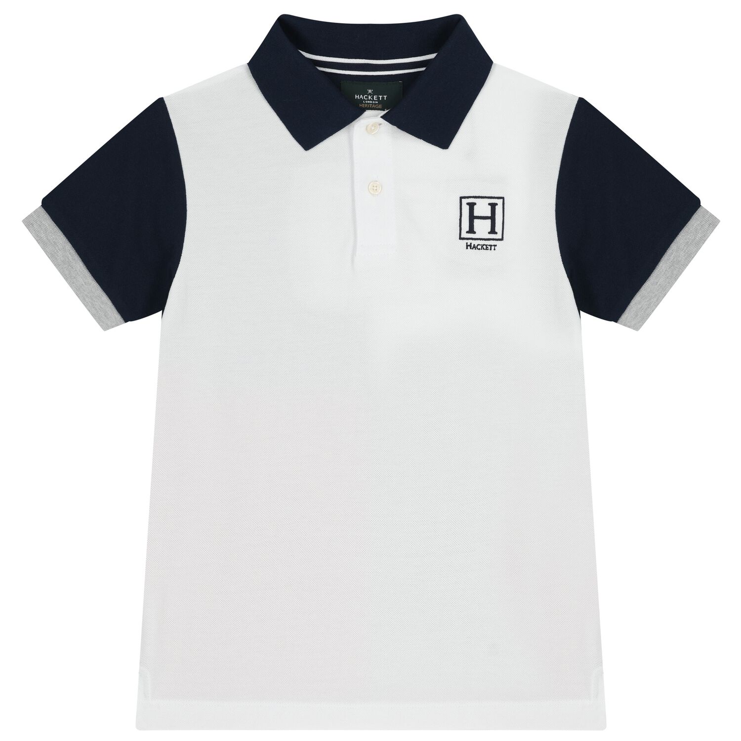 Boys White Logo Polo Shirt, 1, hi-res