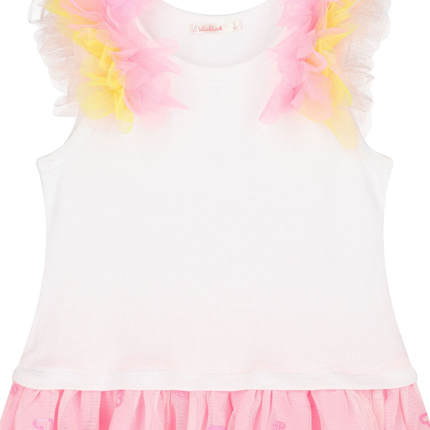Girls White & Pink Tulle Dress, 1, hi-res