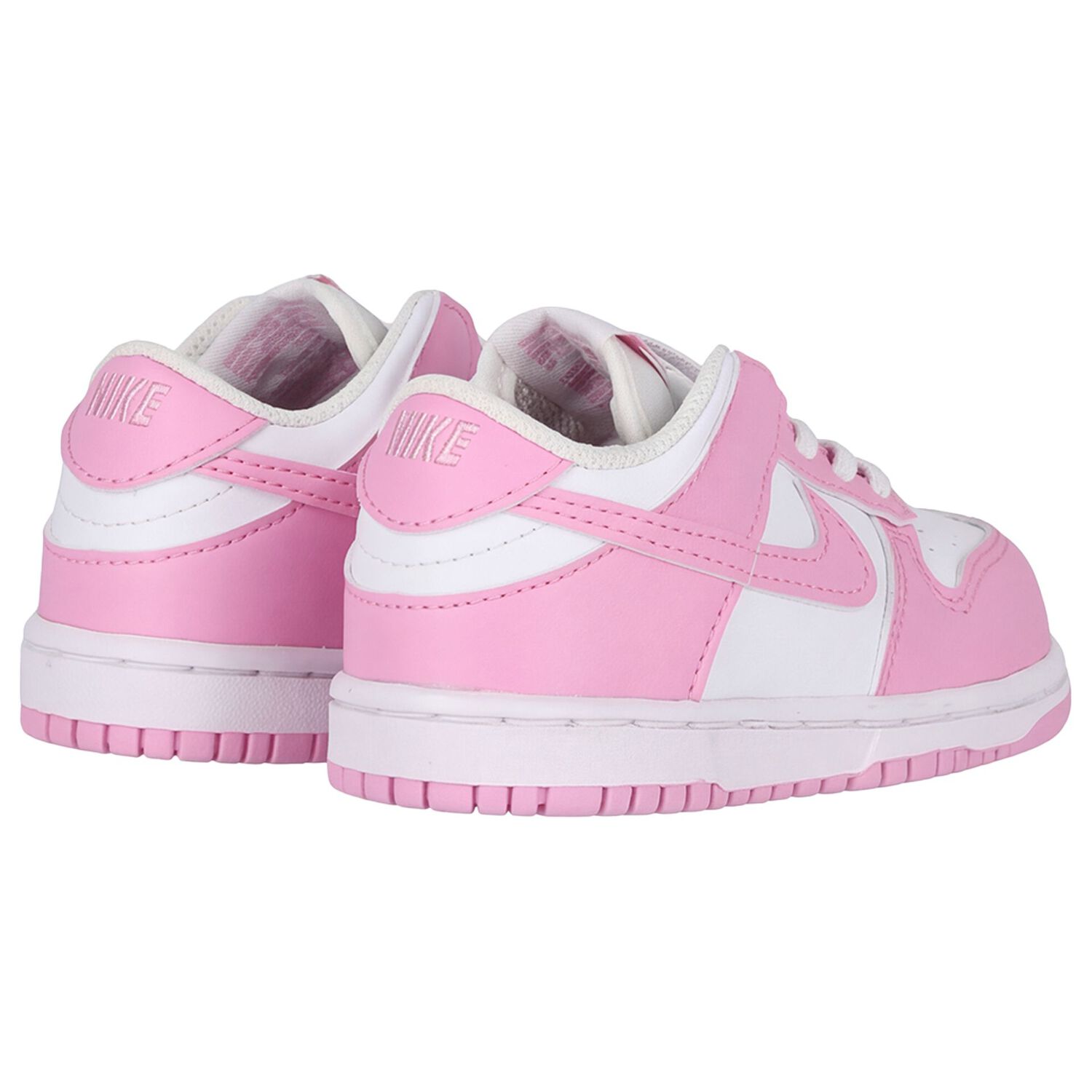 Younger Girls White & Pink Logo Dunk Low Trainers, 1, hi-res