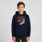 Boys Navy Blue Hooded Top, 1, hi-res