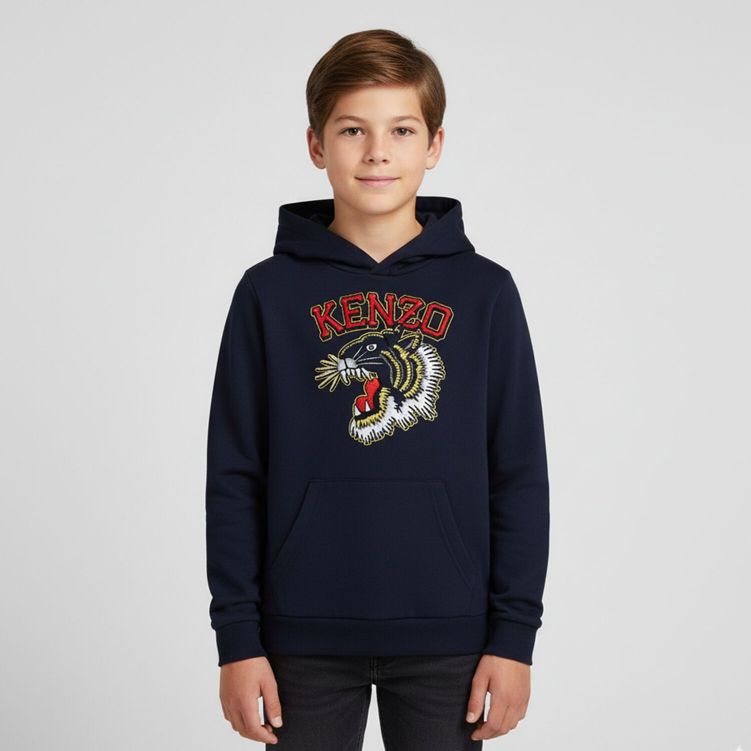 Boys Navy Blue Hooded Top, 1, hi-res image number null
