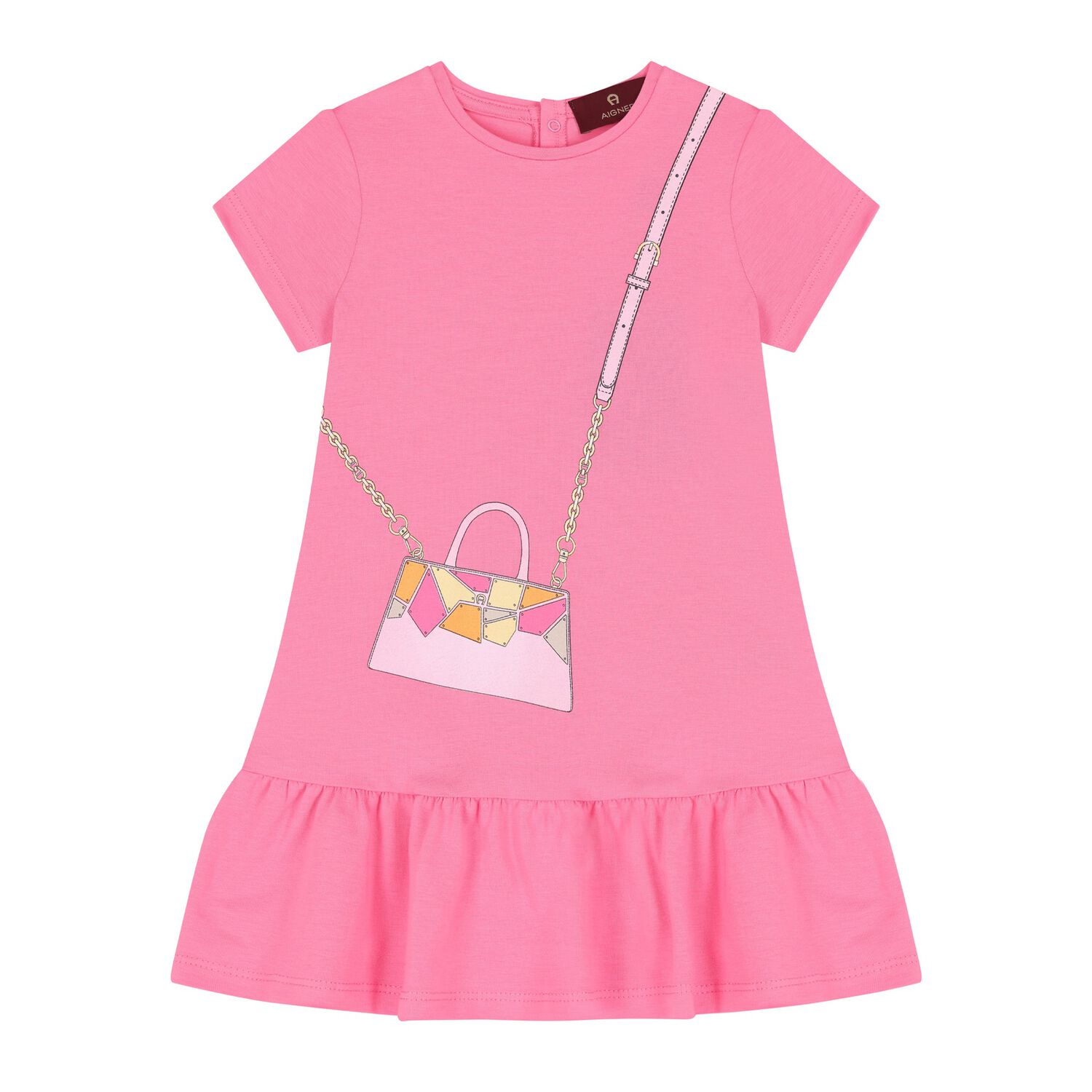 Younger Girls Pink Bag Dress, 3, hi-res