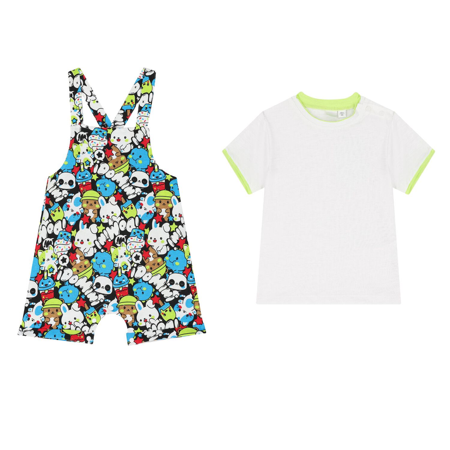 Baby Boys Multi-Coloured Dungaree Set, 1, hi-res