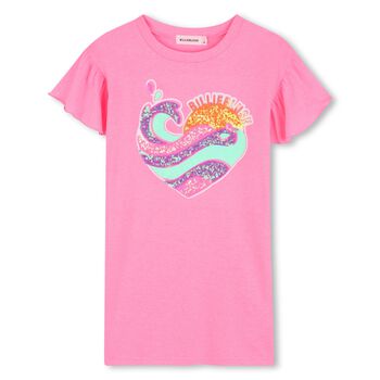 Girls Pink Embellished Logo Dress