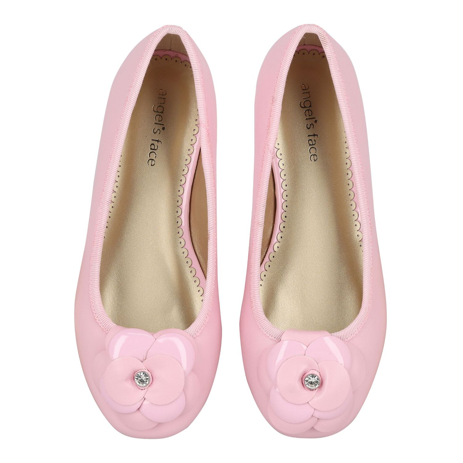 Girls Pink Flower Leather Shoes, 2, hi-res image number null