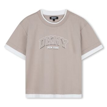 Boys Beige & White Logo T-Shirt