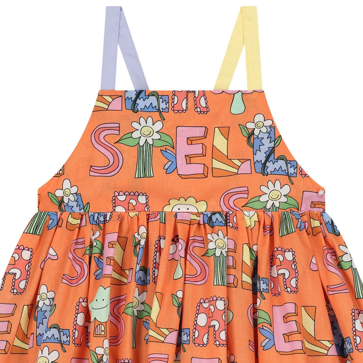Girls Orange Logo Flower Dress, 1, hi-res image number null