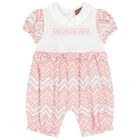 Baby Girls White Logo Romper, 1, hi-res
