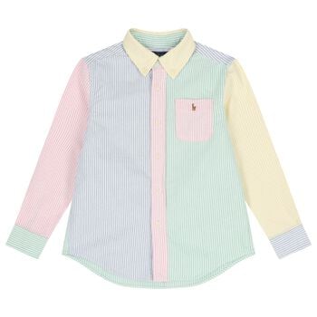 Boys Blue & Green Striped Shirt 