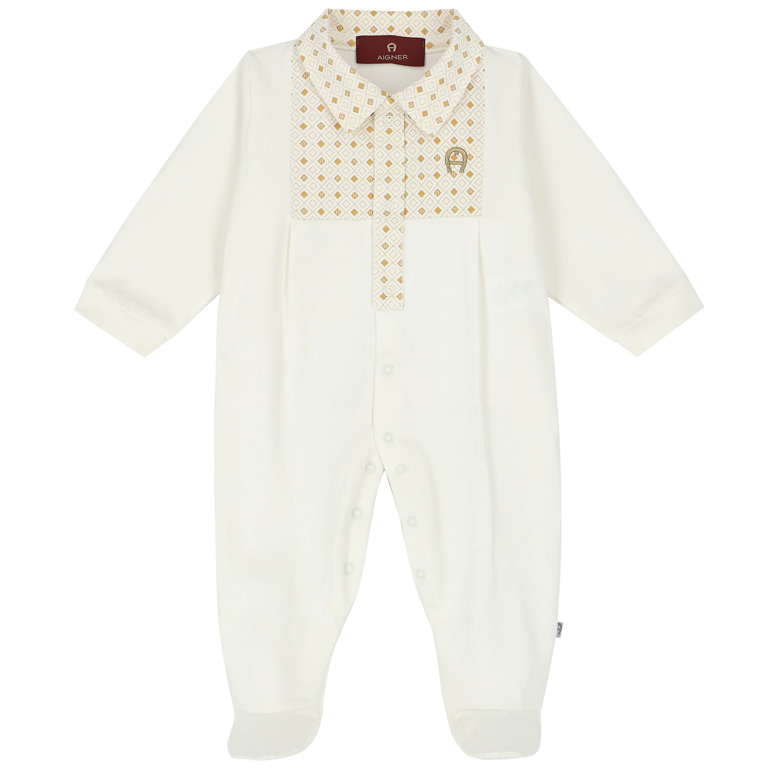 Ivory & Gold Logo Babygrow, 1, hi-res