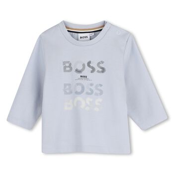 Younger Boys Blue Logo Long Sleeve Top
