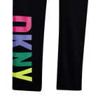 Girls Black & Pink Logo Leggings, 1, hi-res