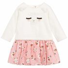 Baby Girls Ivory & Pink Dress, 1, hi-res