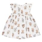Baby Girls White Teddy Bear Dress Set, 3, hi-res