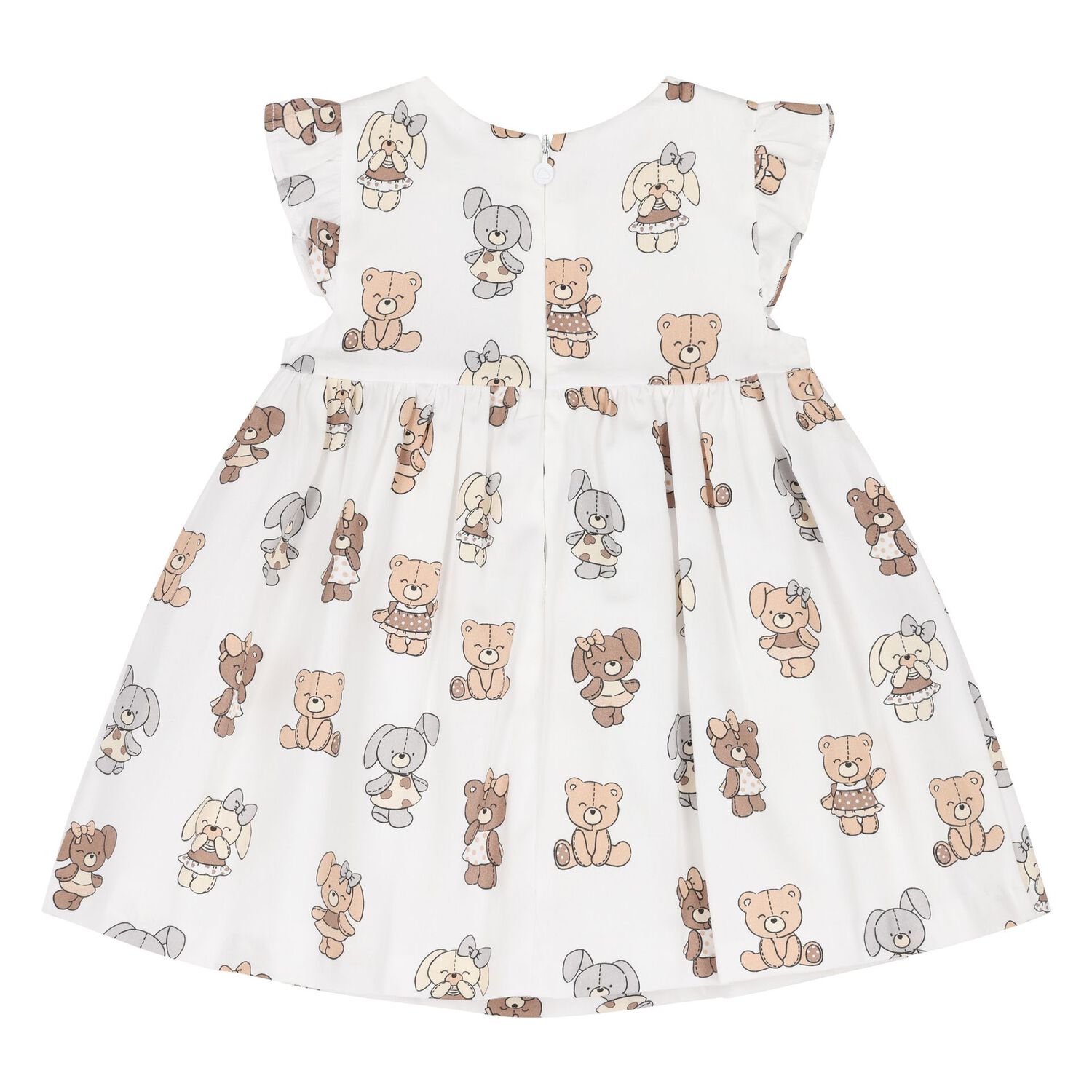 Baby Girls White Teddy Bear Dress Set, 3, hi-res