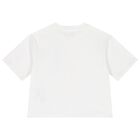 Girls White Cotton T-Shirt, 1, hi-res