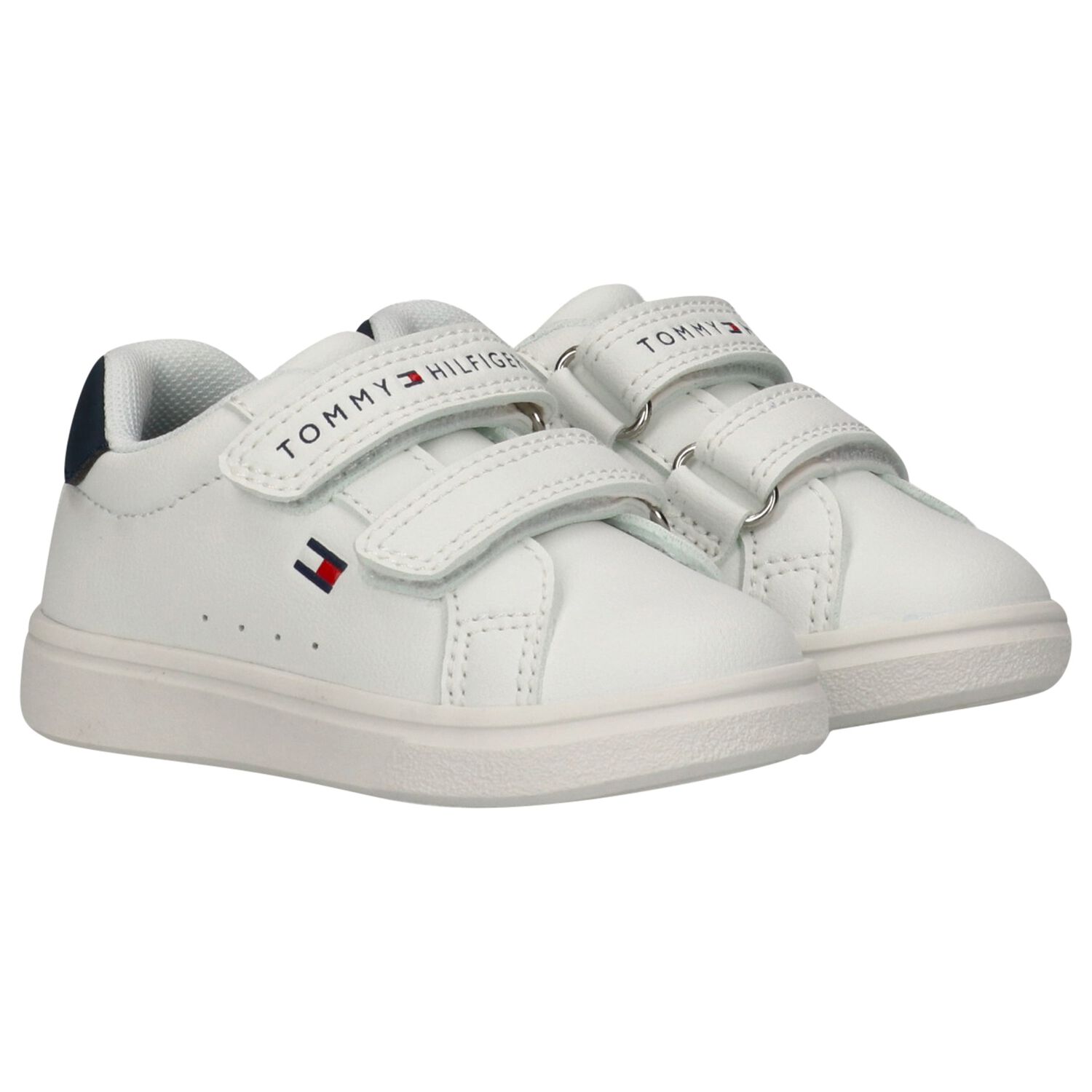 Boys White Logo Trainers, 1, hi-res