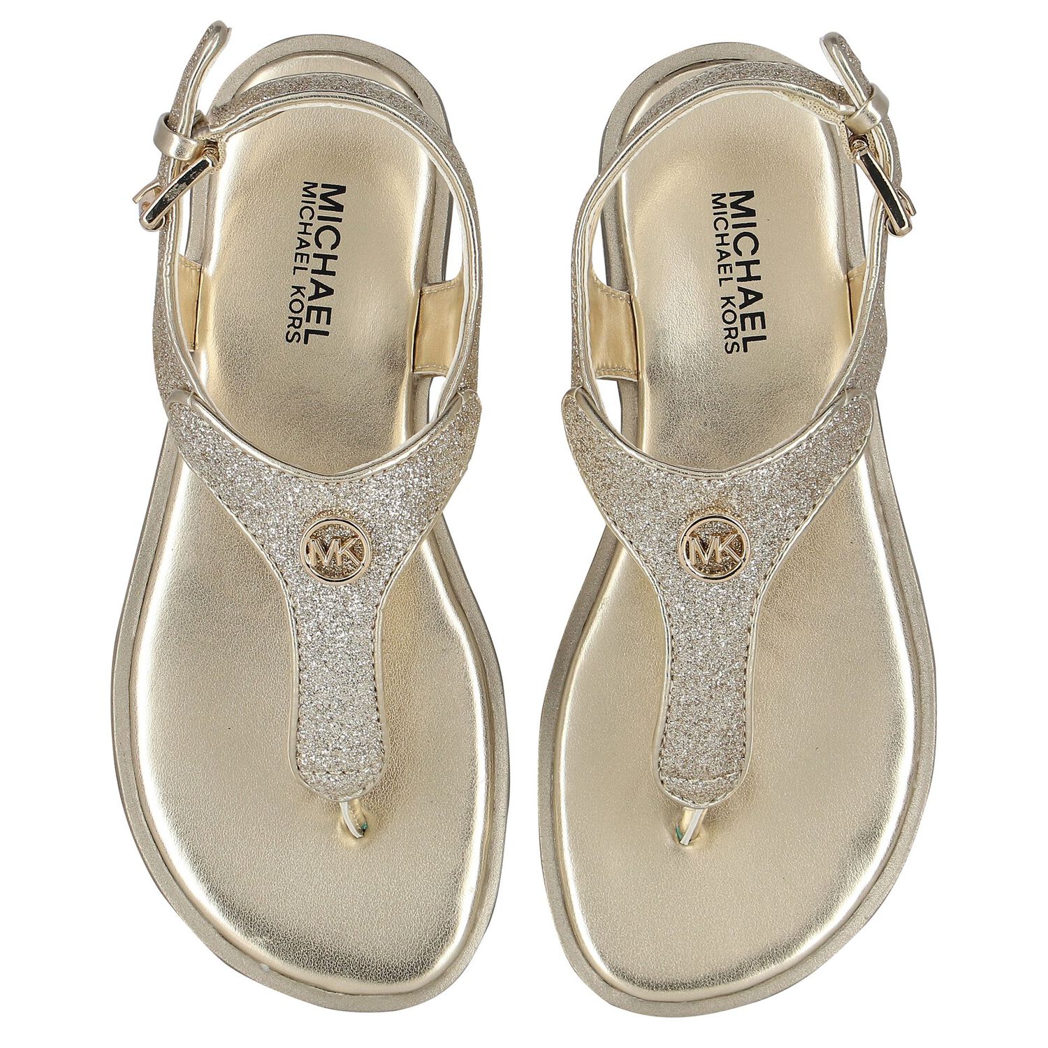 Girls Ivory & Gold Sandals, 1, hi-res