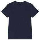 Boys Navy Flag Logo Cotton T-Shirt, 2, hi-res