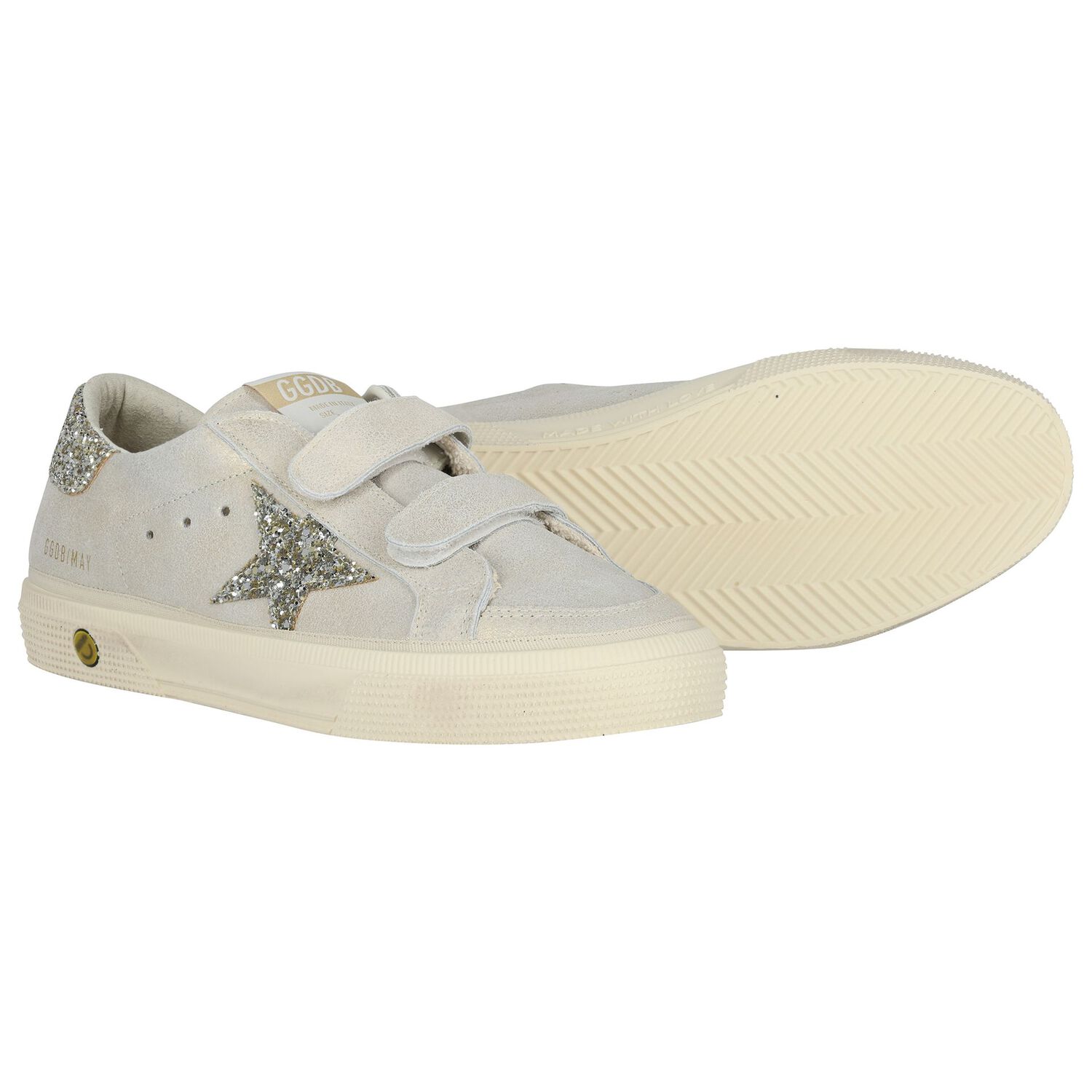 Girls Grey & Ivory Logo Trainers, 1, hi-res